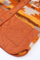 Brown Quilted Patch Pockets Aztec Furry Jacket