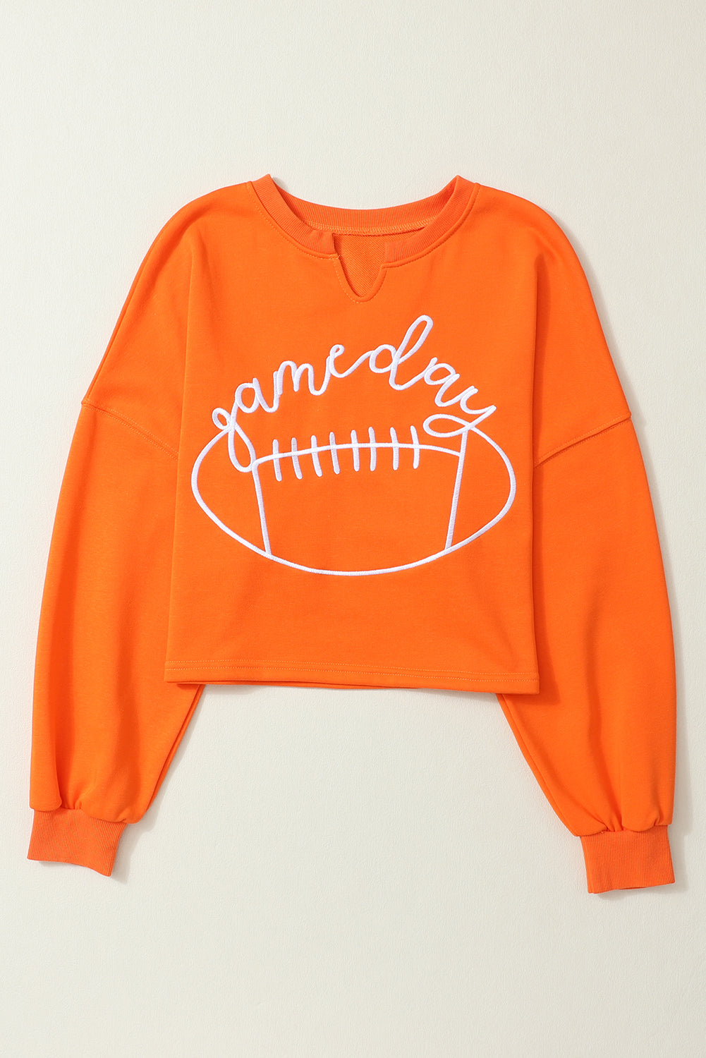 Game Day Lettering Rugby Notched Neck Sweatshirt