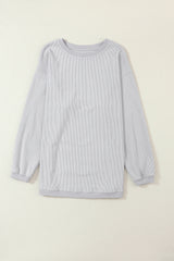 Apricot Ribbed Corded Oversized Sweatshirt