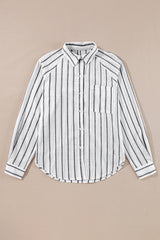 Stripe Chest Pocket Buttoned Oversized Shirt