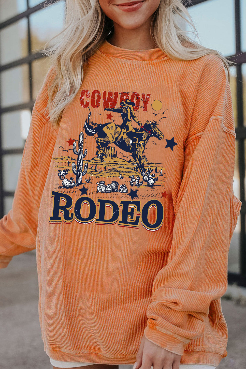 Cowboy Meets Nature Oversized Ribbed Corduroy Sweatshirt