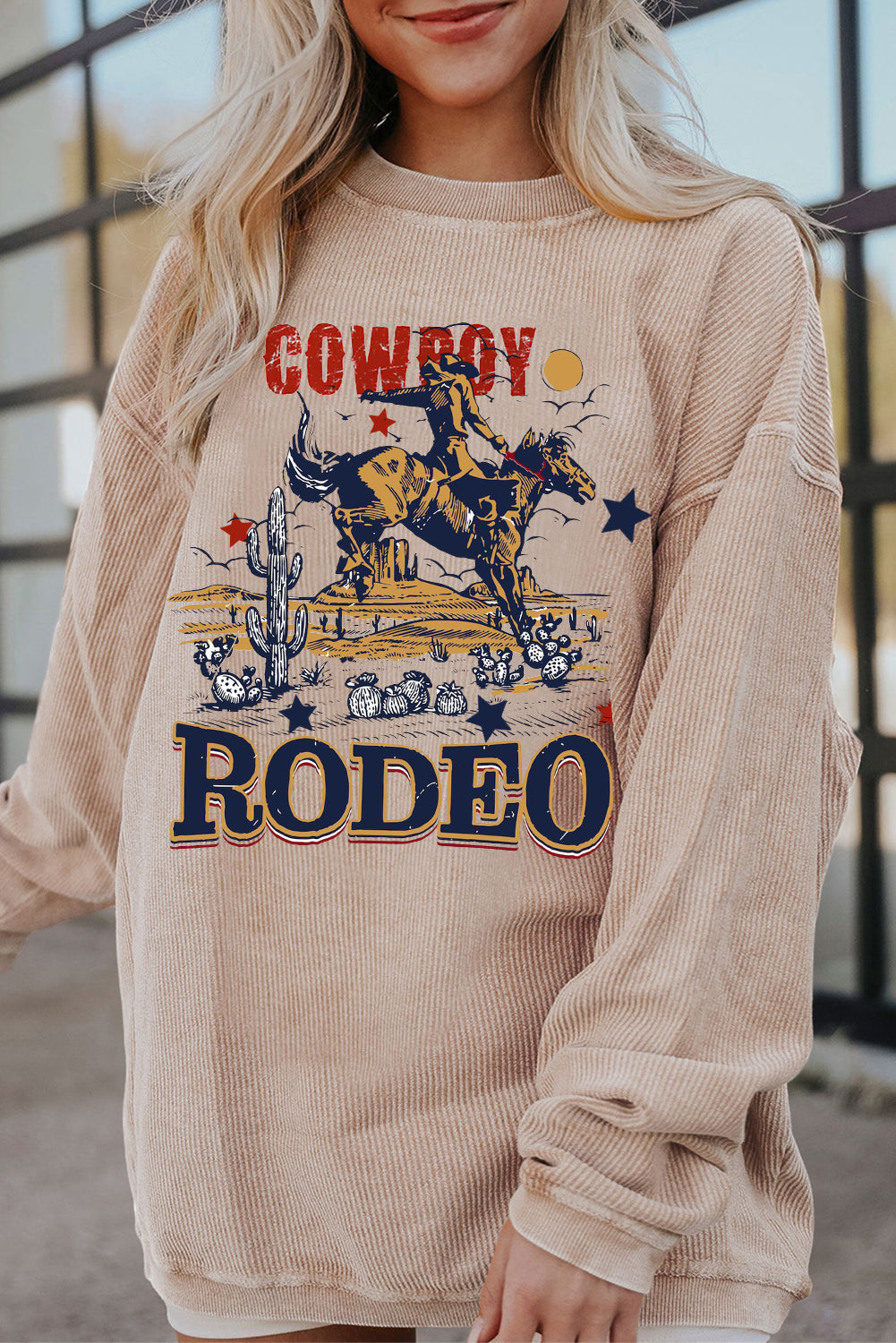 Cowboy Meets Nature Oversized Ribbed Corduroy Sweatshirt