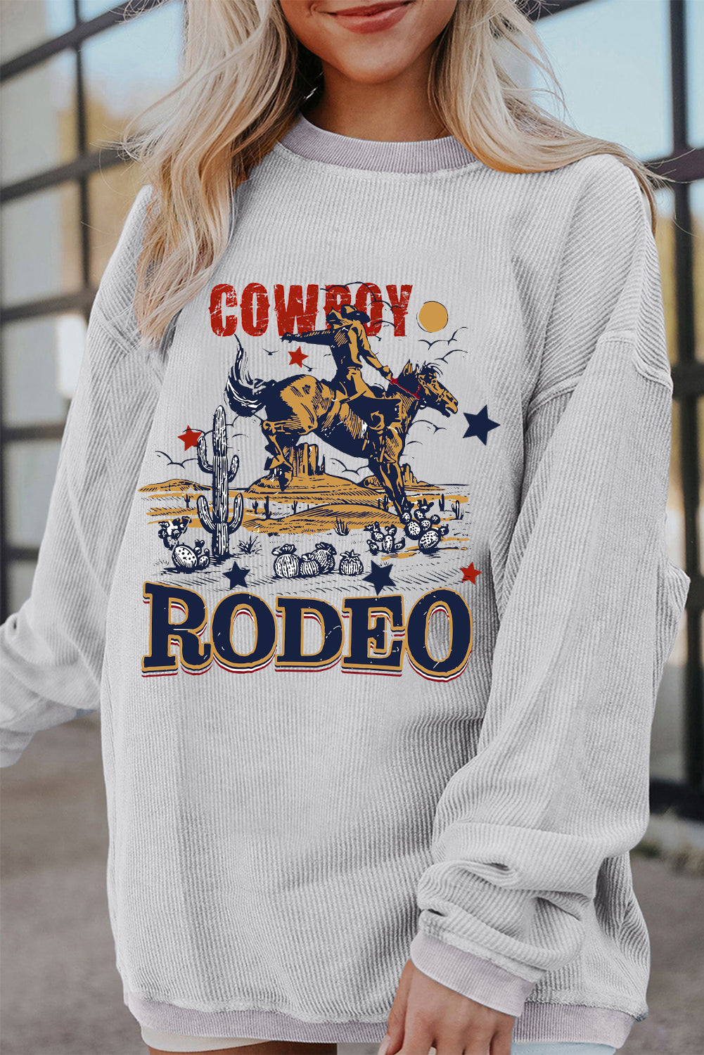 Cowboy Meets Nature Oversized Ribbed Corduroy Sweatshirt