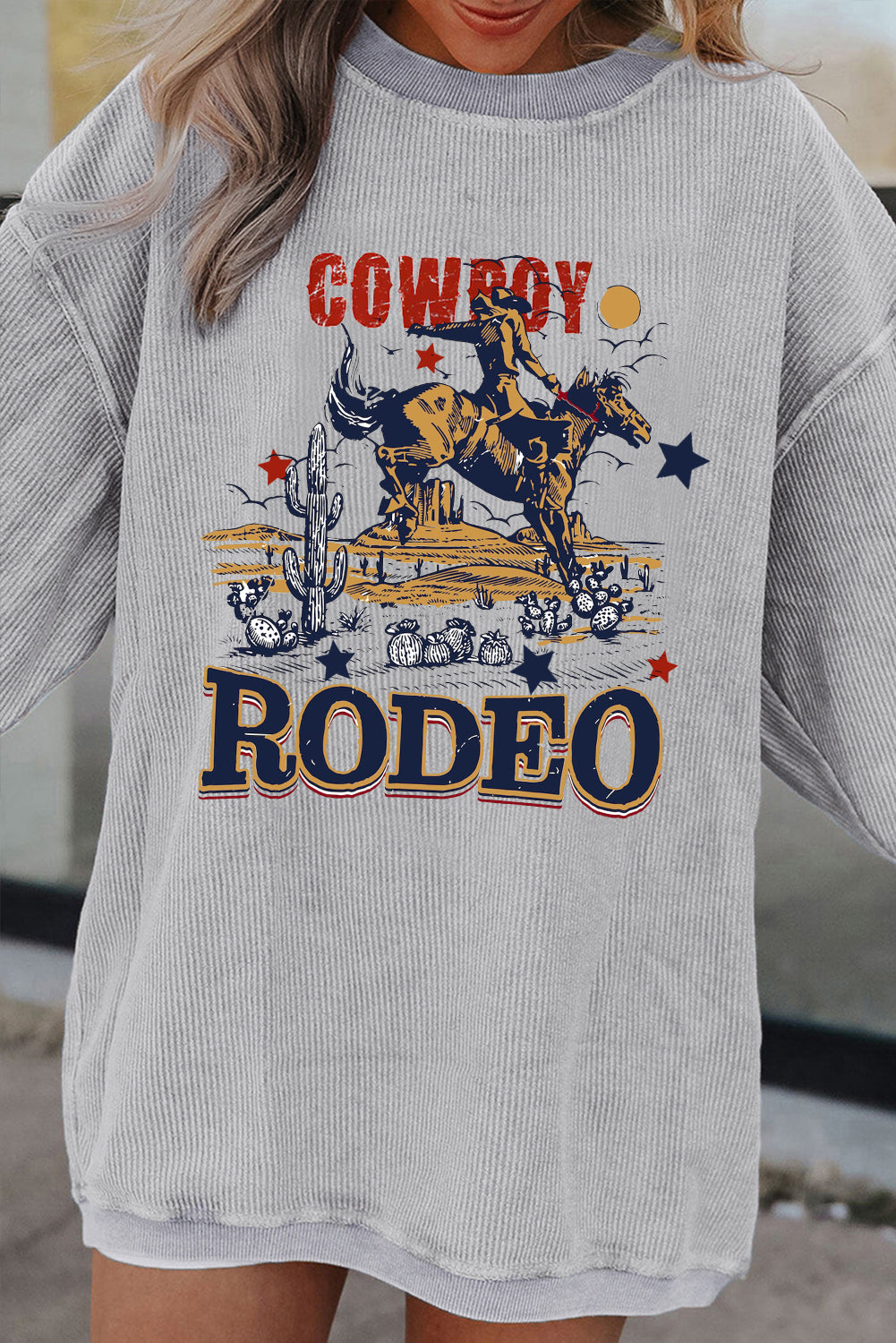 Cowboy Meets Nature Oversized Ribbed Corduroy Sweatshirt