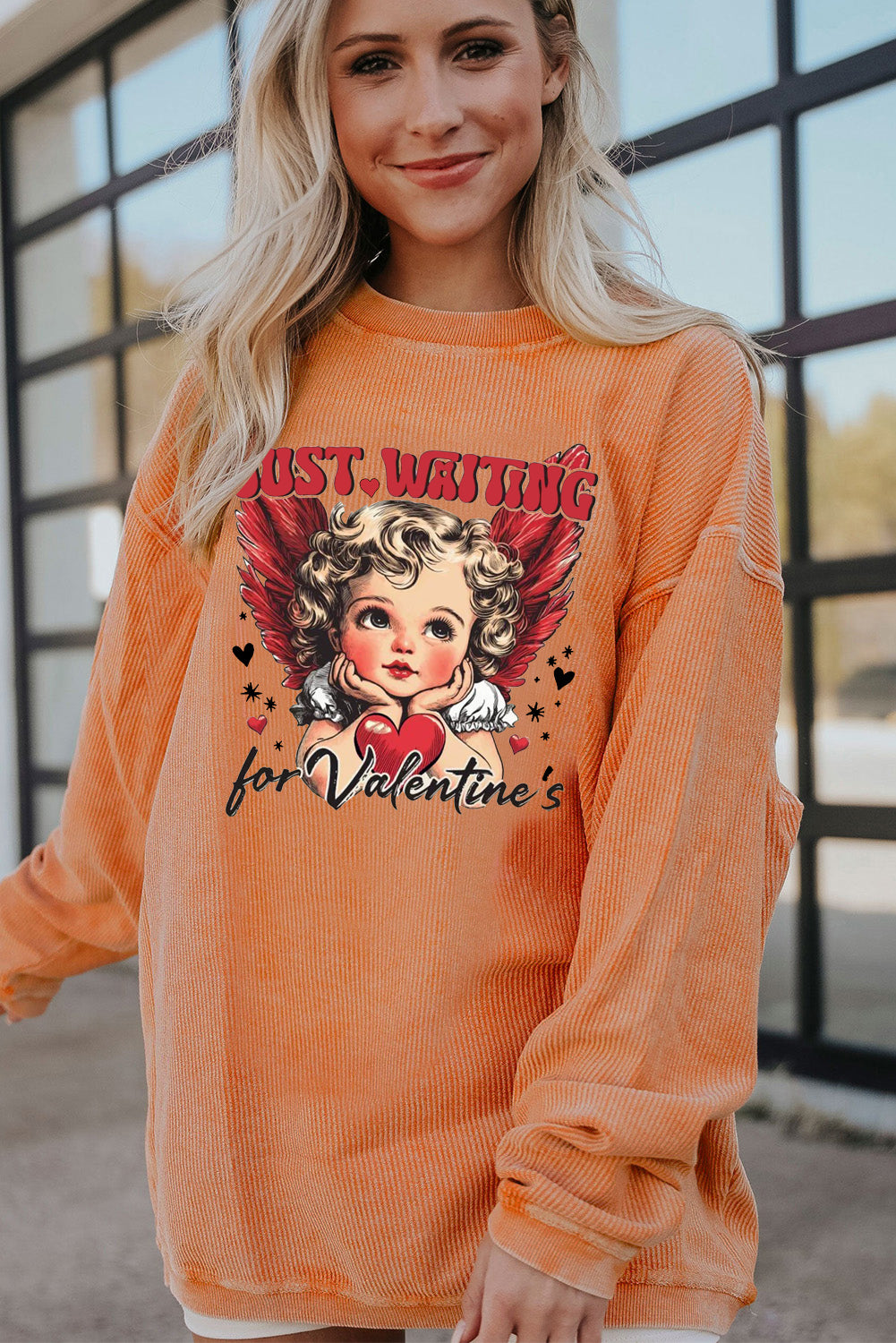 Date Night True Love Oversized Ribbed Corduroy Sweatshirt