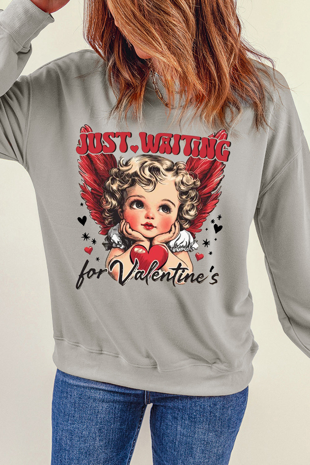 Valentine's Day Sweetheart Sequin Heart Pullover  Sweatshirt