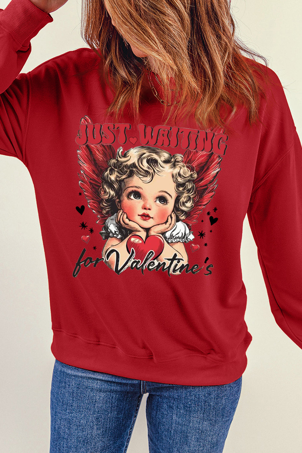 Valentine's Day Sweetheart Sequin Heart Pullover  Sweatshirt