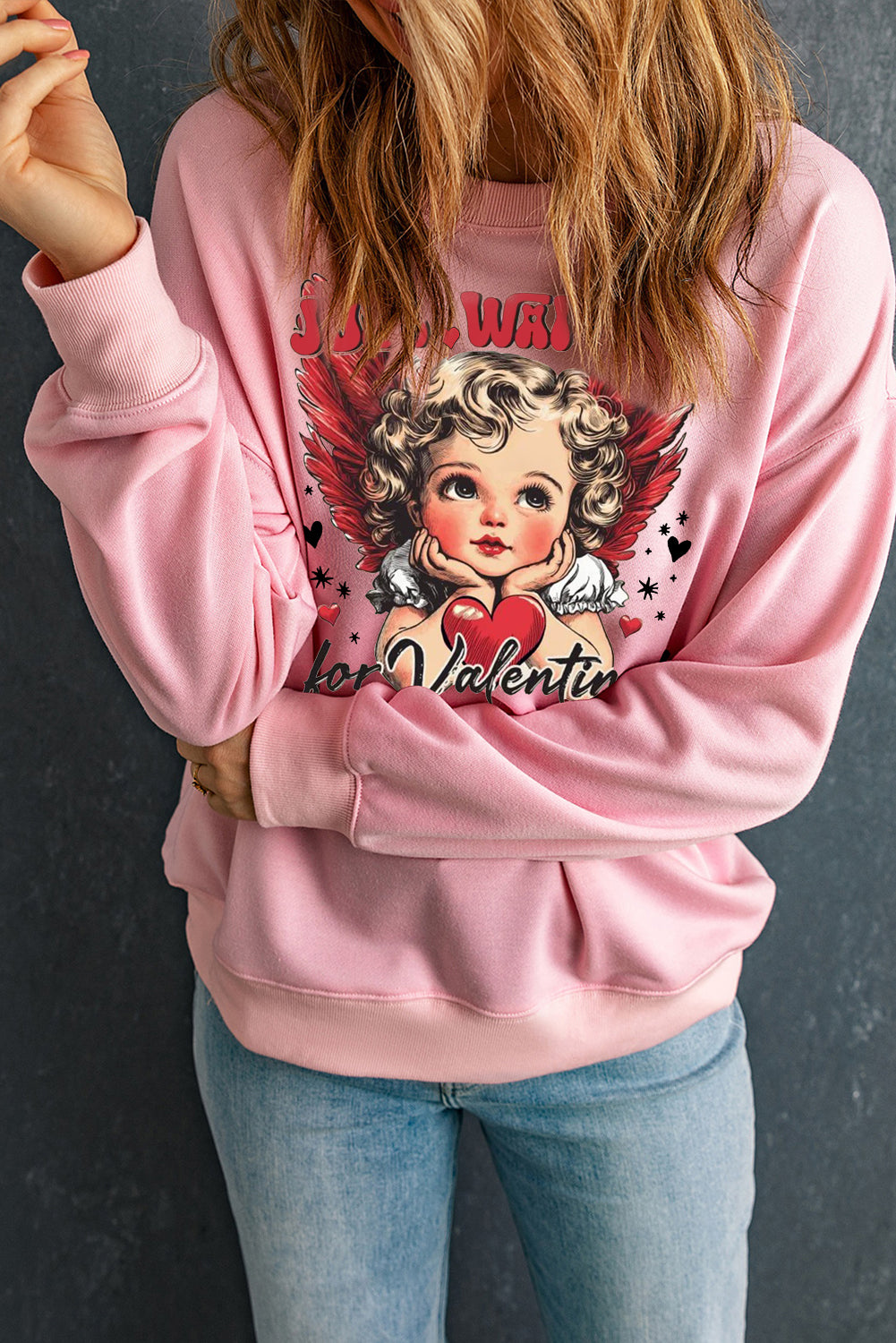 Valentine's Day Sweetheart Sequin Heart Pullover  Sweatshirt