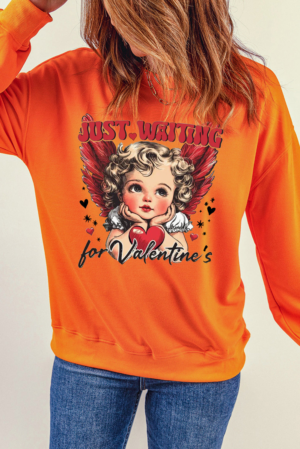 Valentine's Day Sweetheart Sequin Heart Pullover  Sweatshirt