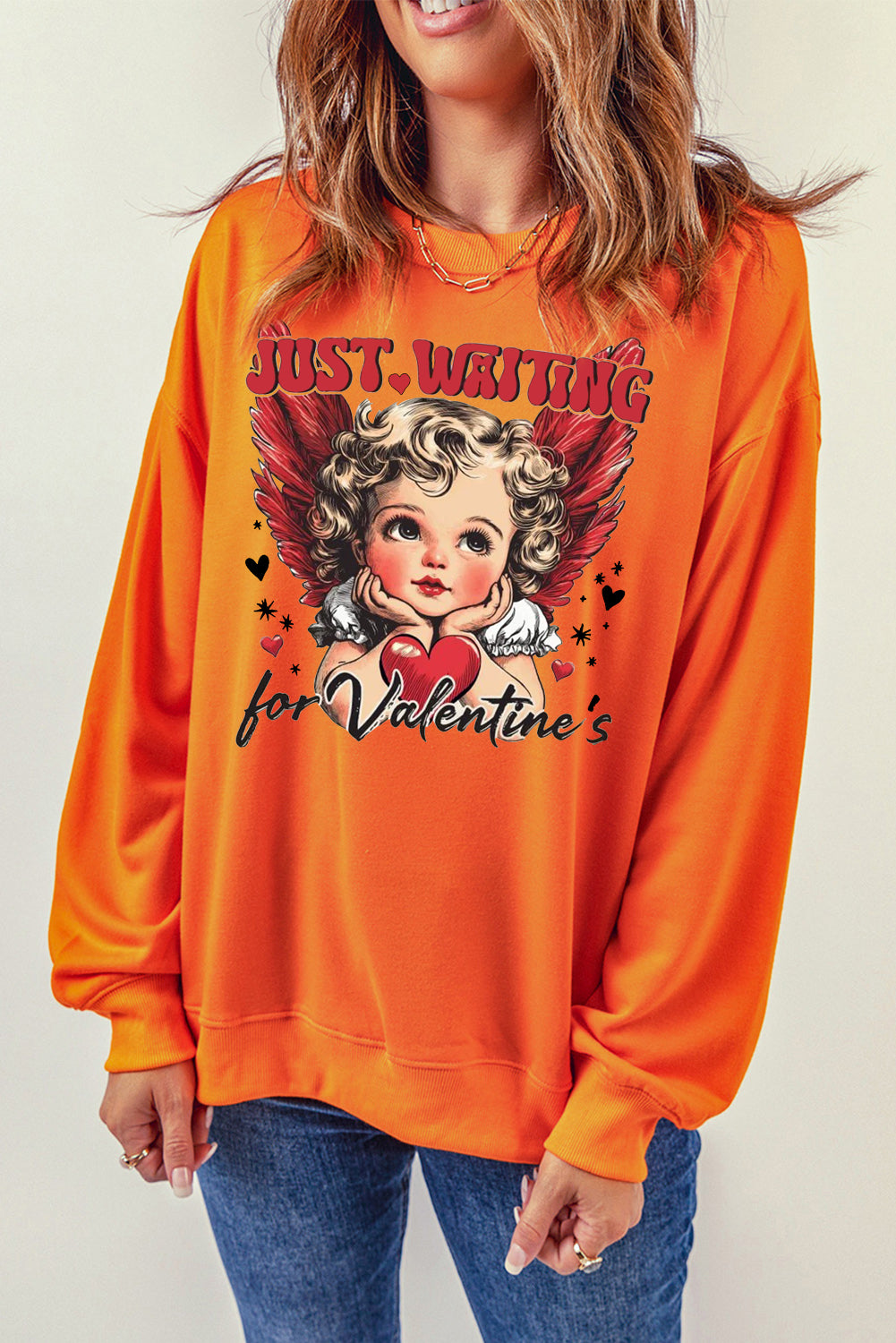 Valentine's Day Sweetheart Sequin Heart Pullover  Sweatshirt