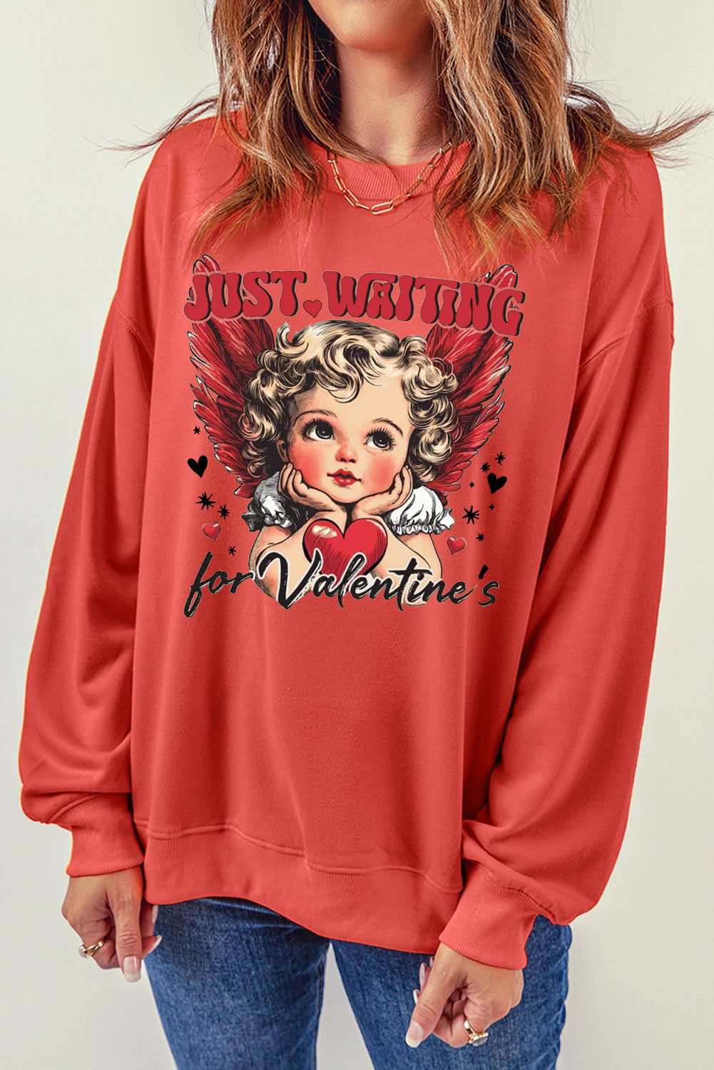 Valentine's Day Sweetheart Sequin Heart Pullover  Sweatshirt