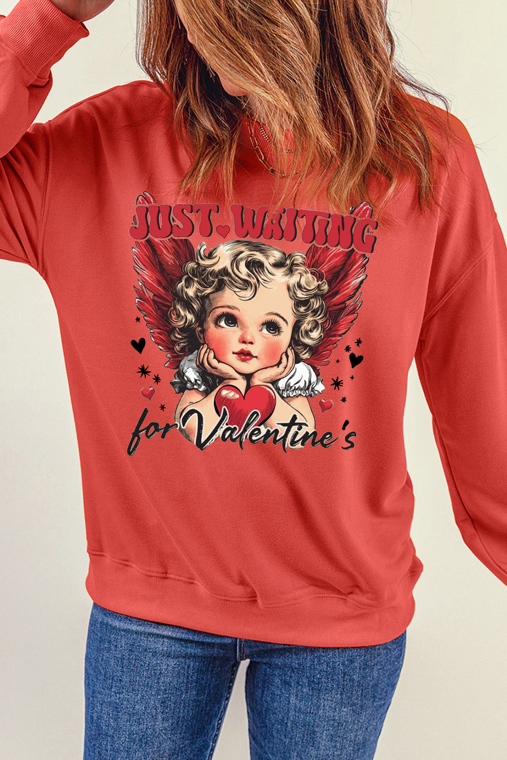 Valentine's Day Sweetheart Sequin Heart Pullover  Sweatshirt