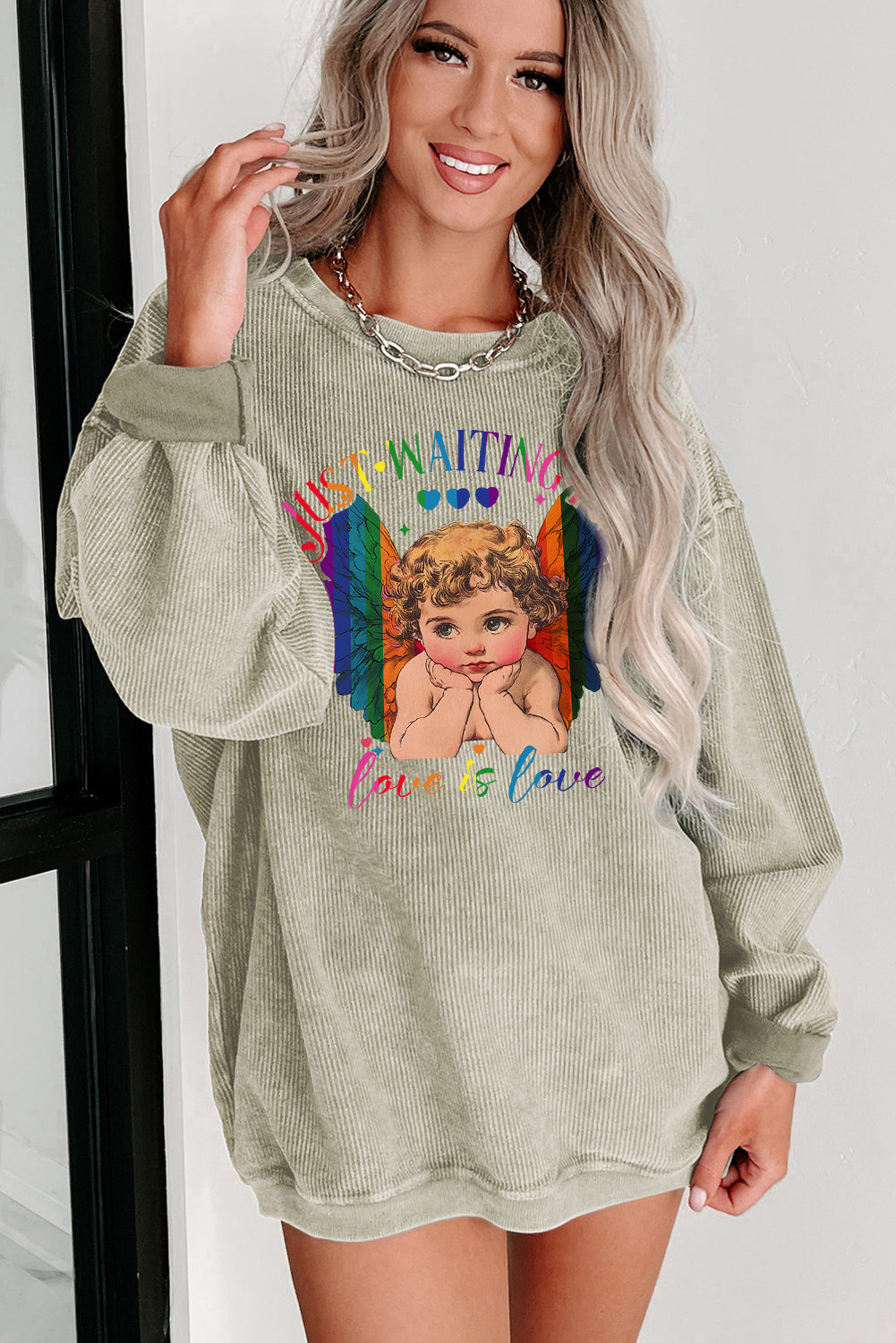 Valentine's Day Date Night Sweetheart Crew Neck Knit Sweatshirt