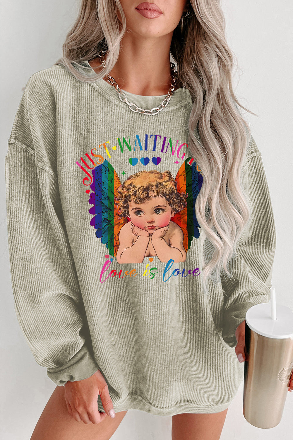 Valentine's Day Date Night Sweetheart Crew Neck Knit Sweatshirt