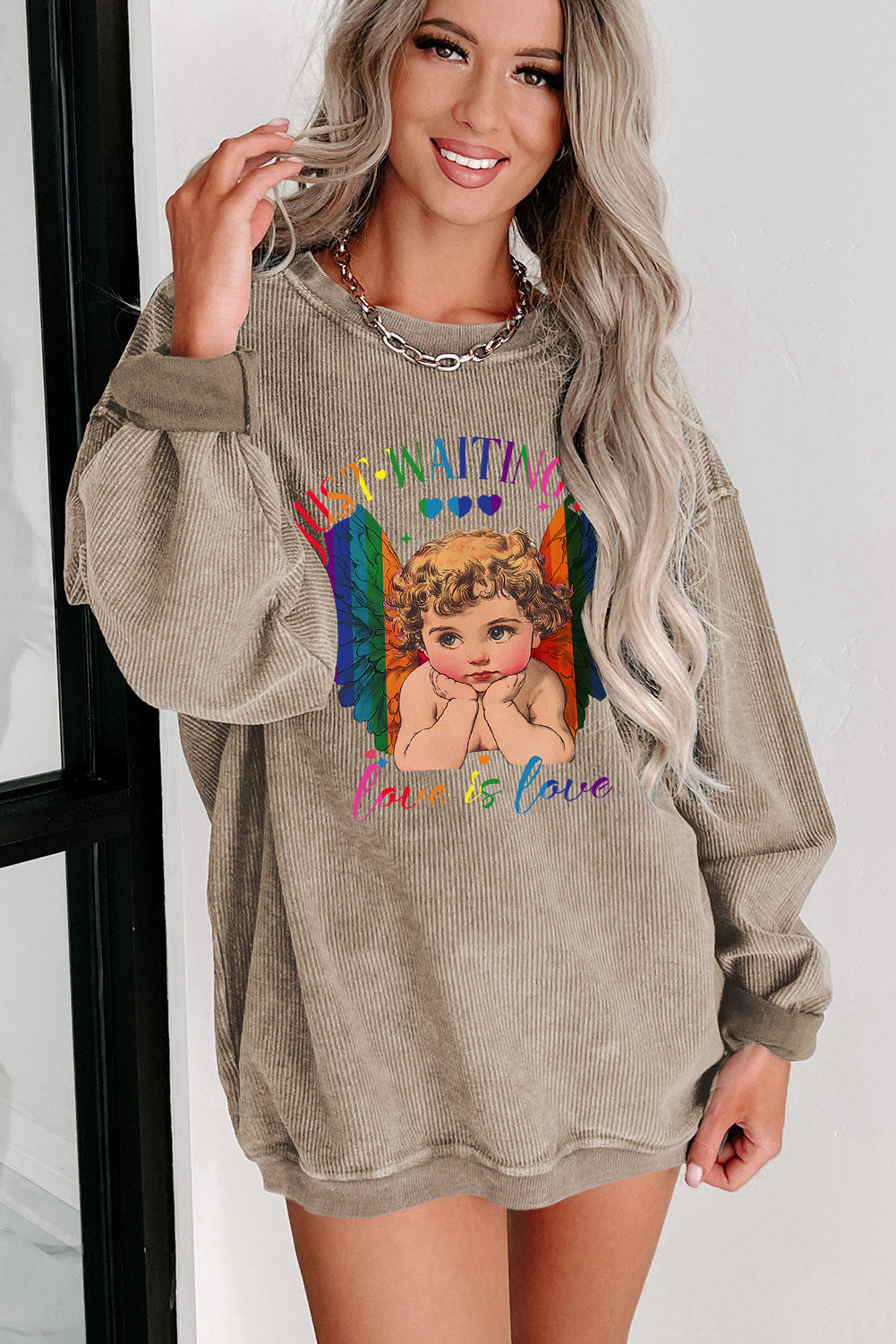 Valentine's Day Date Night Sweetheart Crew Neck Knit Sweatshirt