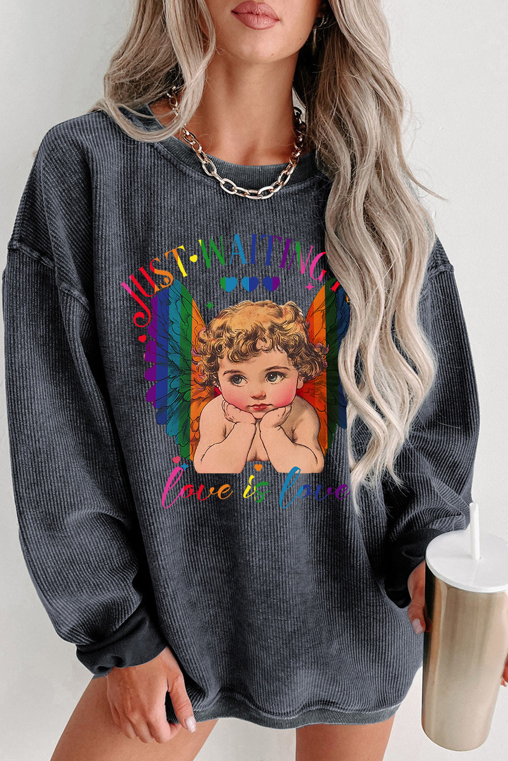 Valentine's Day Date Night Sweetheart Crew Neck Knit Sweatshirt