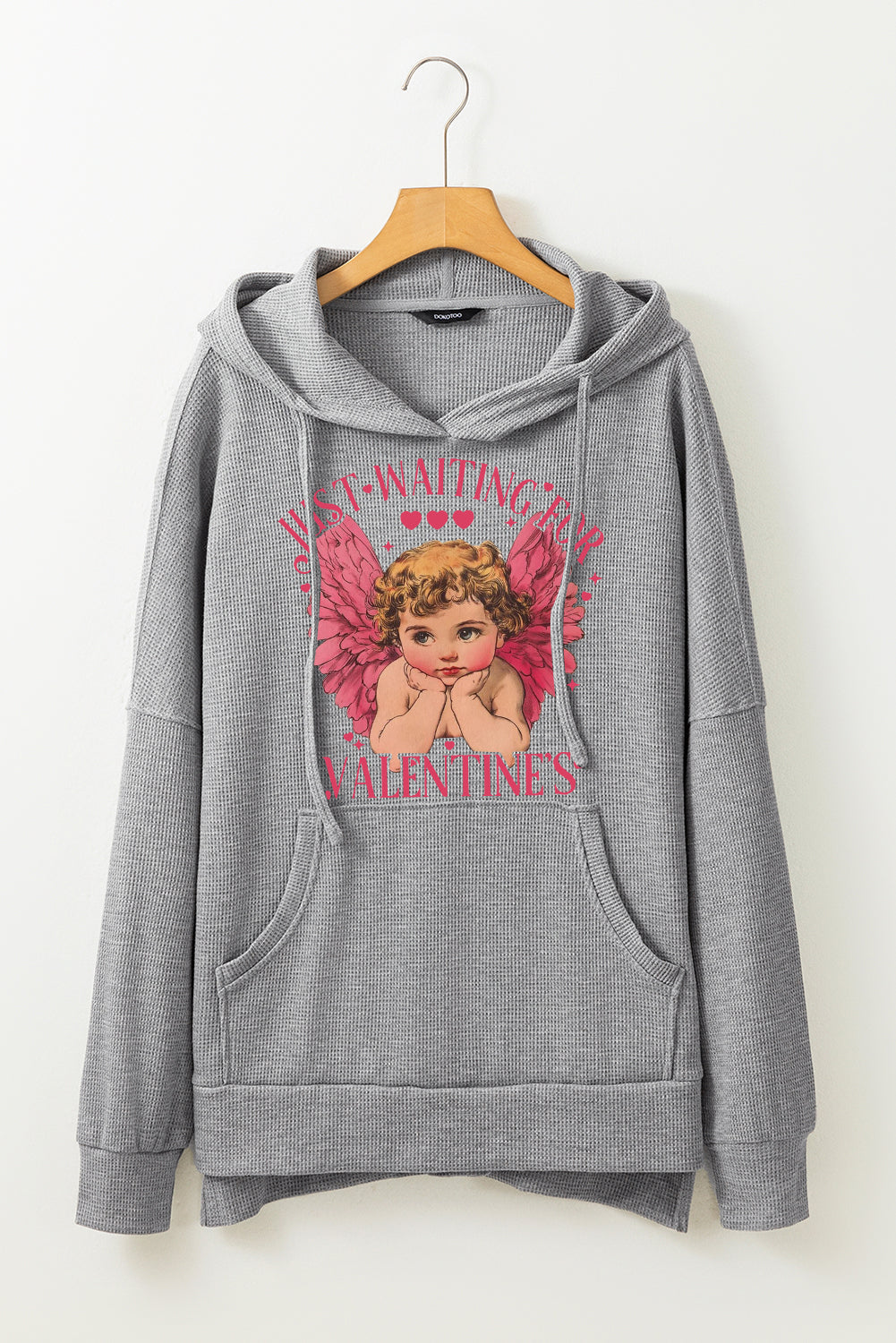 Valentine's Day Sweetheart Date Night Waffle Knit Fleece Lined Hoodie