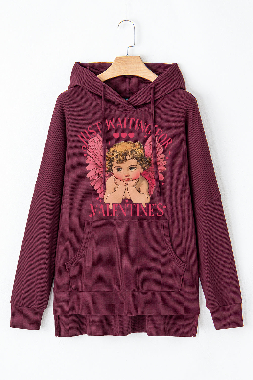 Valentine's Day Sweetheart Date Night Waffle Knit Fleece Lined Hoodie