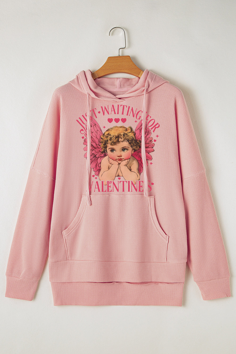 Valentine's Day Sweetheart Date Night Waffle Knit Fleece Lined Hoodie