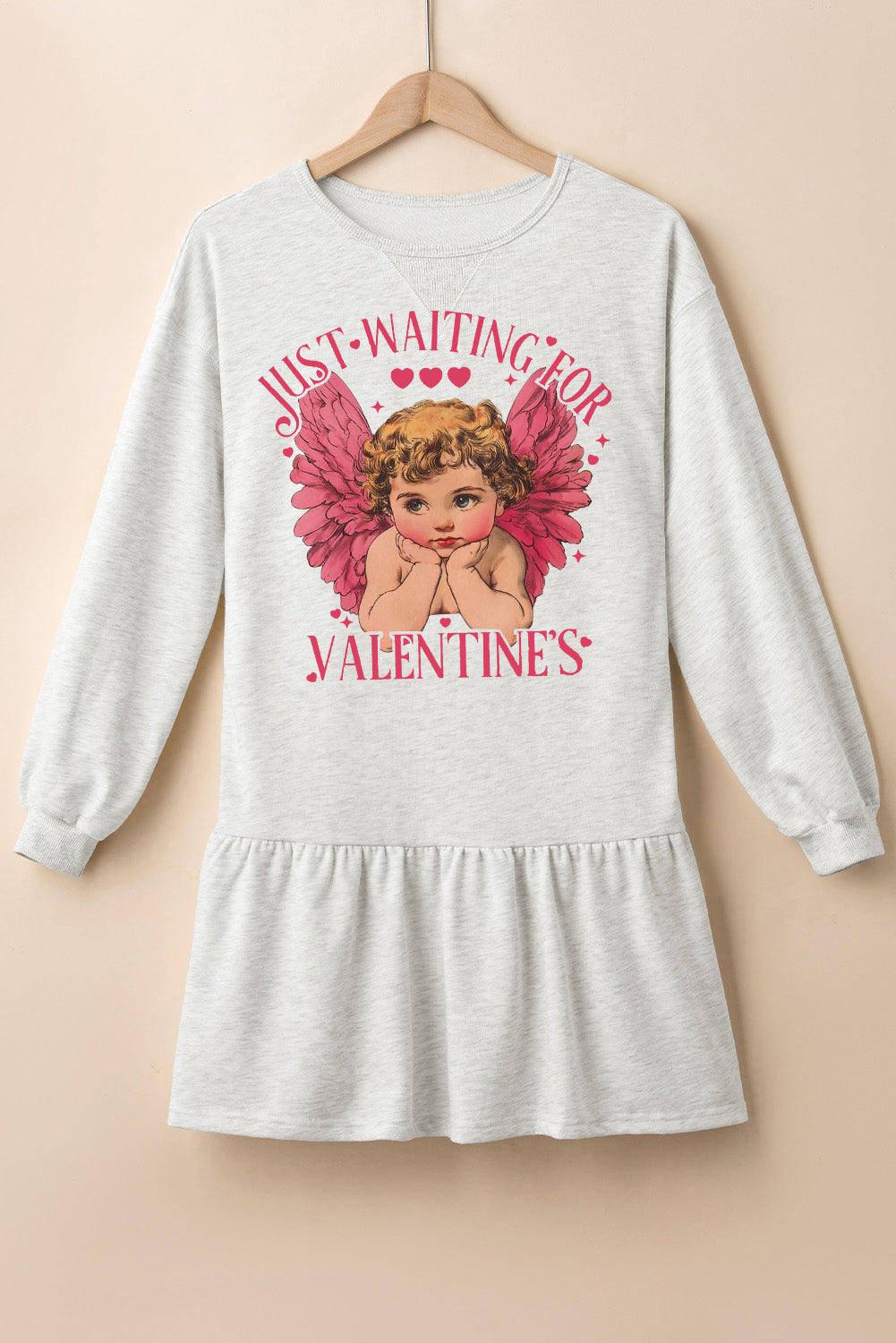 Valentine's Day Sweet Eros Mini Dress with Puffy Sleeves Ruffle Hem