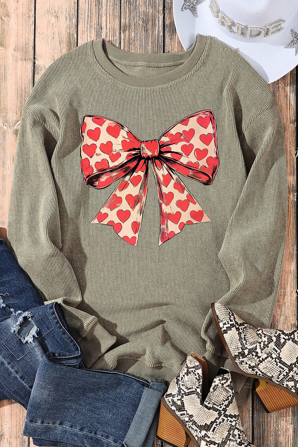 Valentine’s Day Sweetheart Bow Crew Neck Sweatshirt