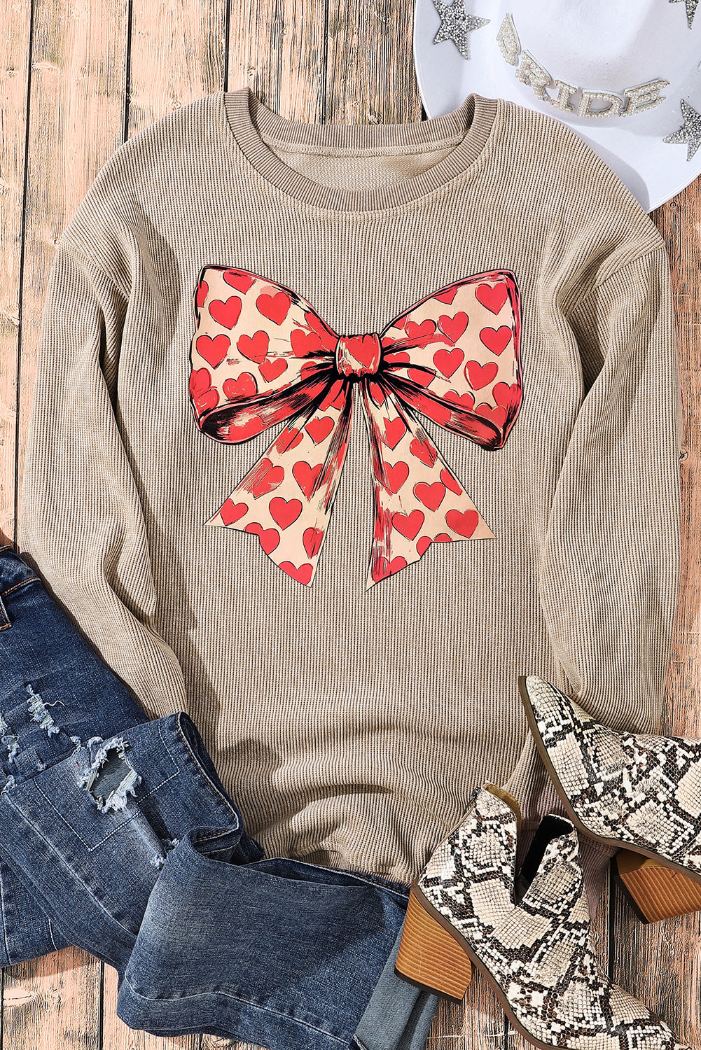 Valentine’s Day Sweetheart Bow Crew Neck Sweatshirt