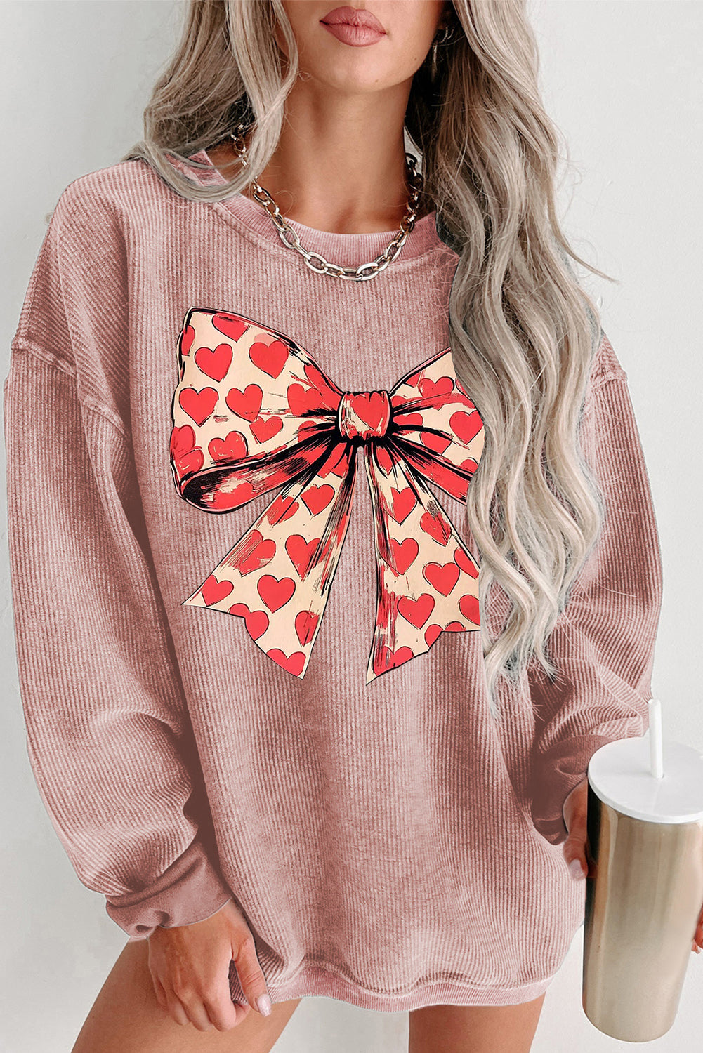 Valentine’s Day Sweetheart Bow Crew Neck Sweatshirt