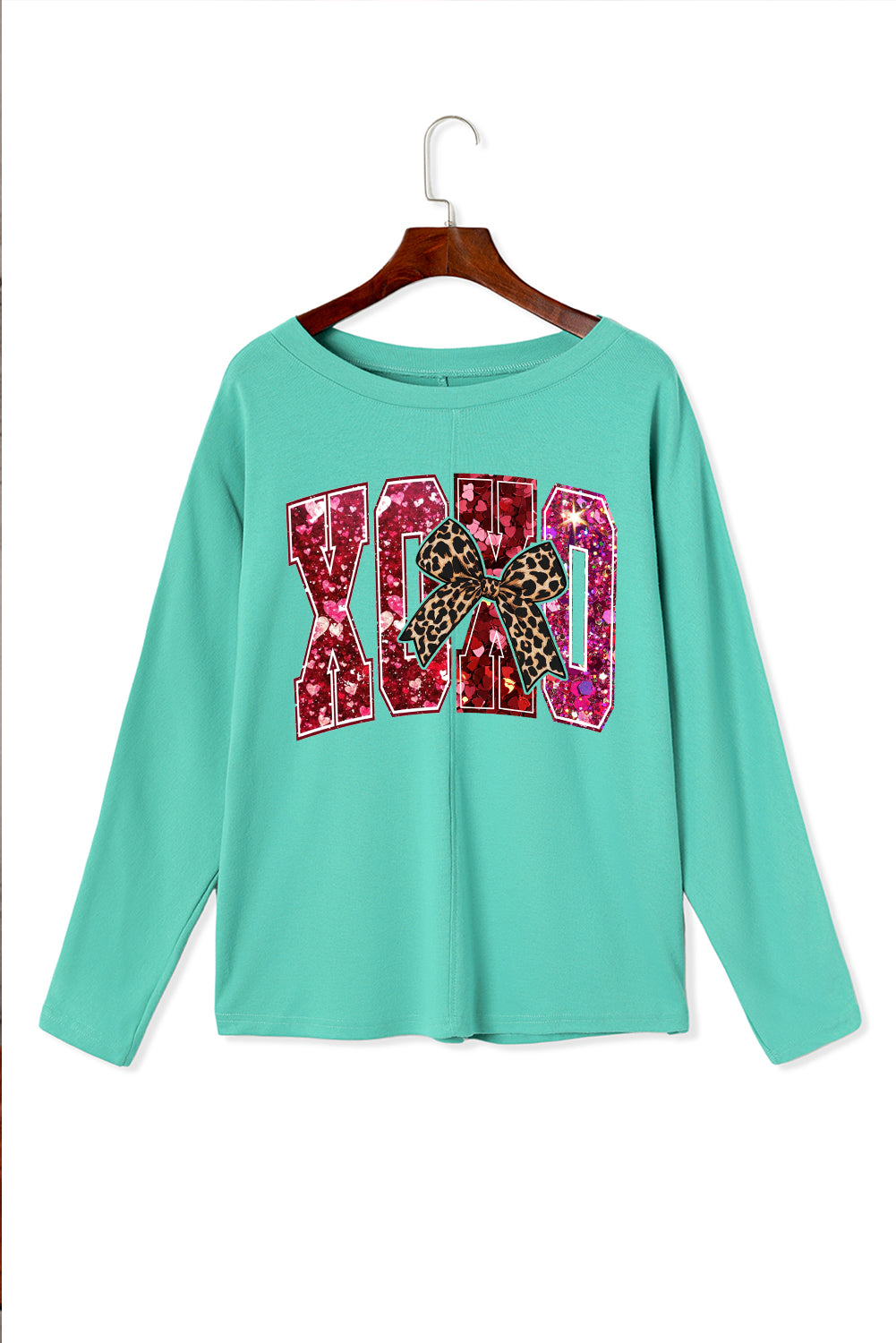 Valentine's Day XOXO Heart Patchwork Long Sleeve Knit Top