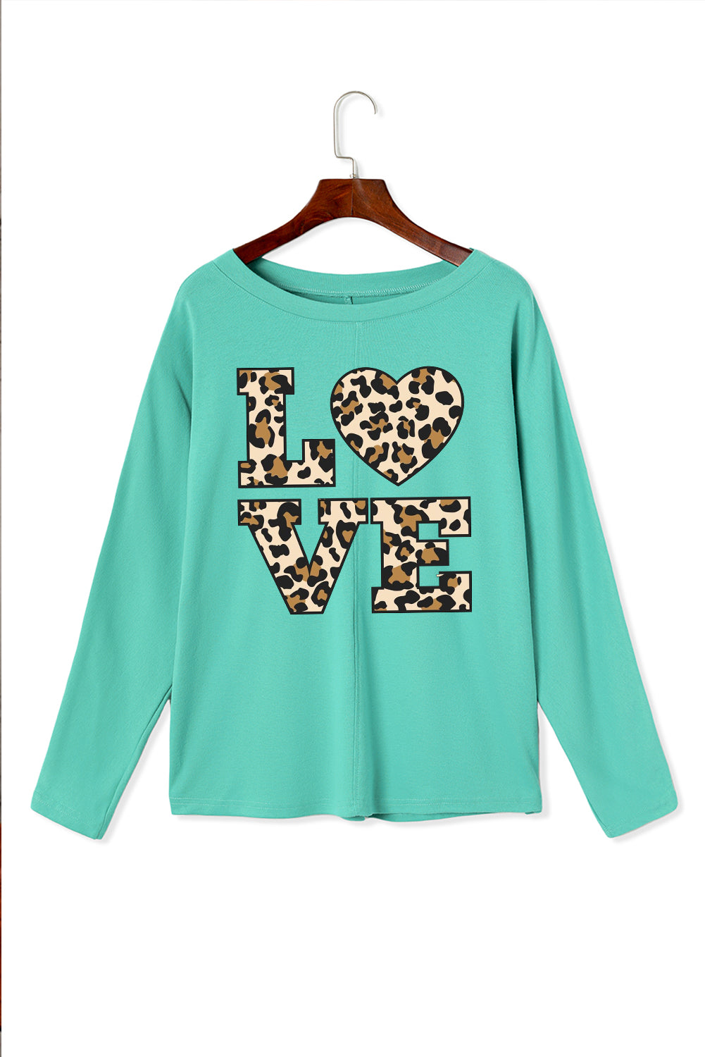 Date Night LOVE Leopard Print Patchwork Knit Long Sleeve Top