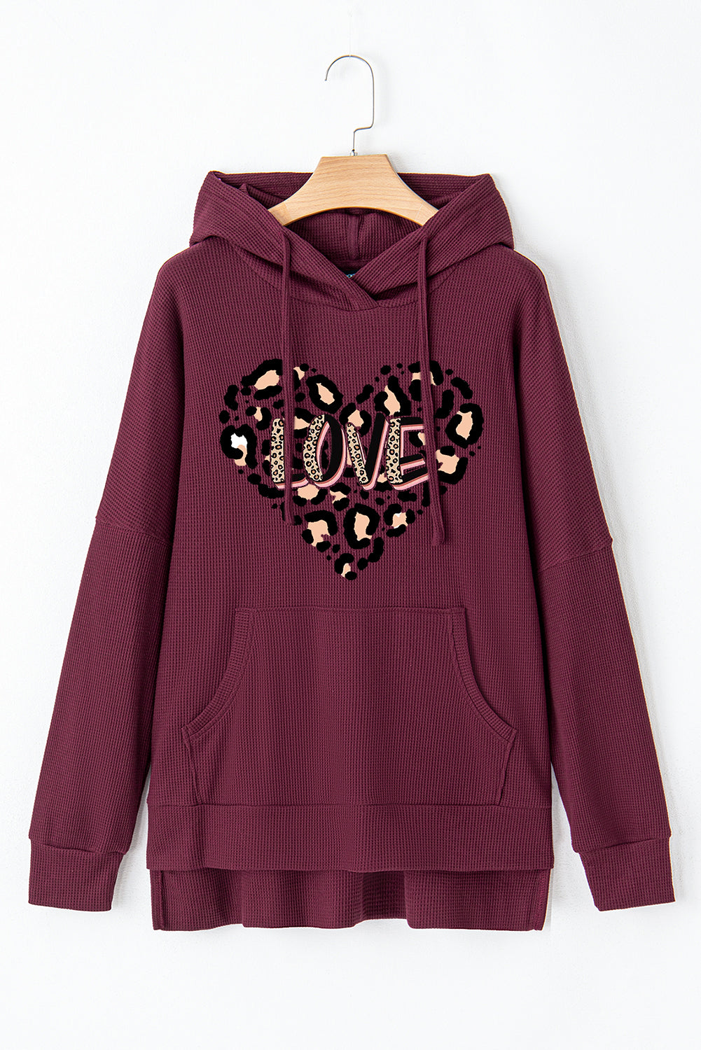 Valentine's Day Leopard Heart LOVE Graphic Pullover Hoodie