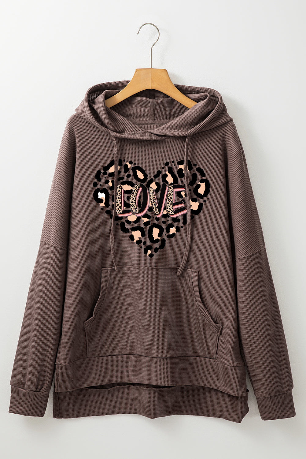 Valentine's Day Leopard Heart LOVE Graphic Pullover Hoodie