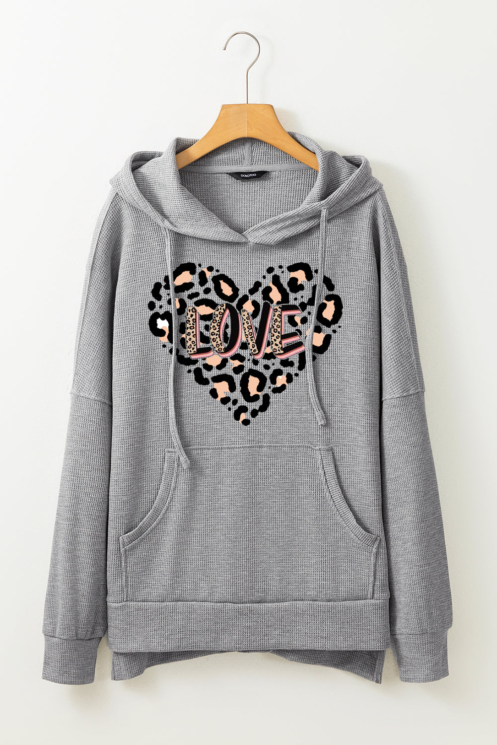 Valentine's Day Leopard Heart LOVE Graphic Pullover Hoodie