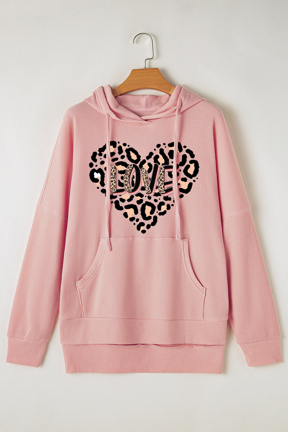 Valentine's Day Leopard Heart LOVE Graphic Pullover Hoodie