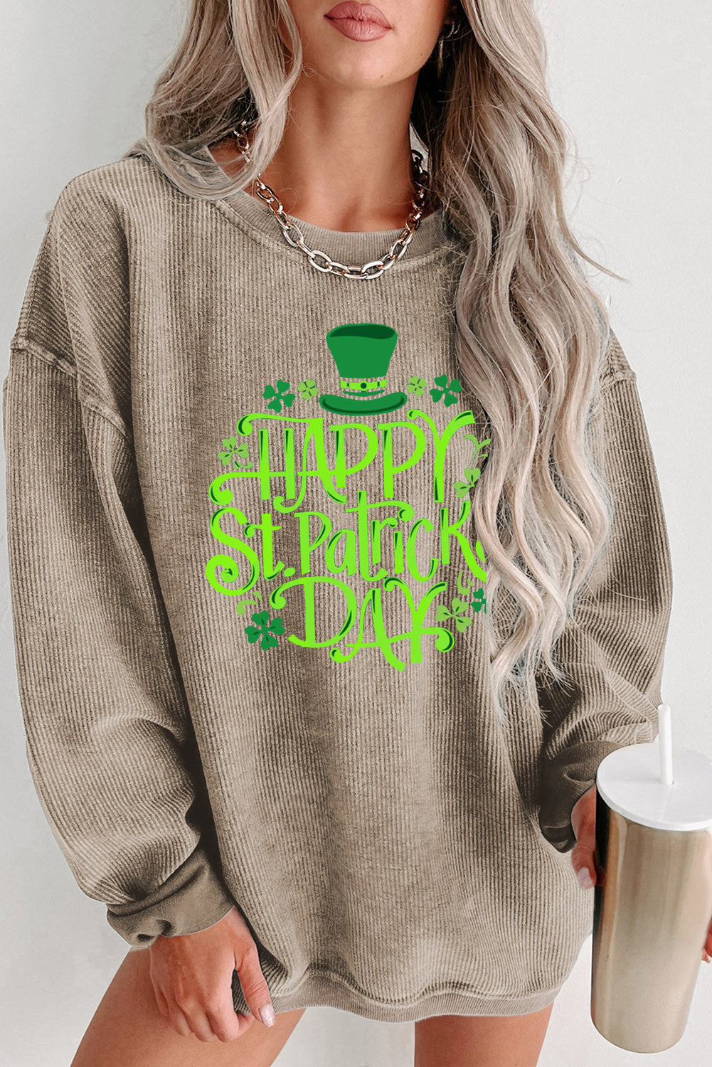 Saint Patrick's Day Graphic Crew Neck Knit Sweatshirt