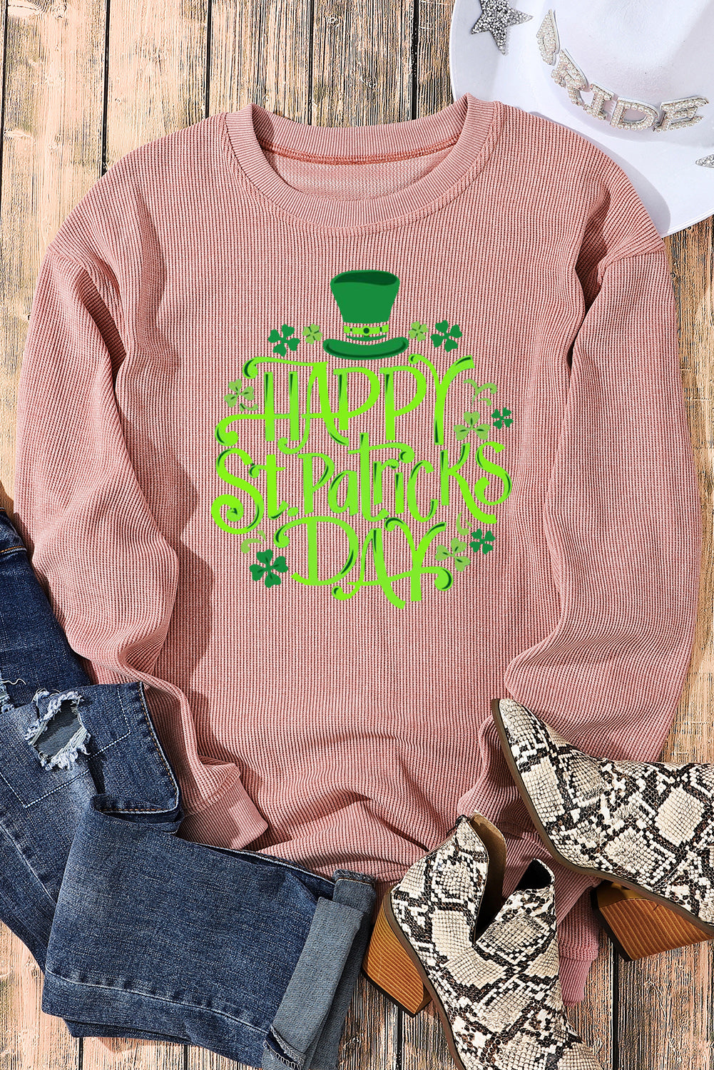 Saint Patrick's Day Graphic Crew Neck Knit Sweatshirt