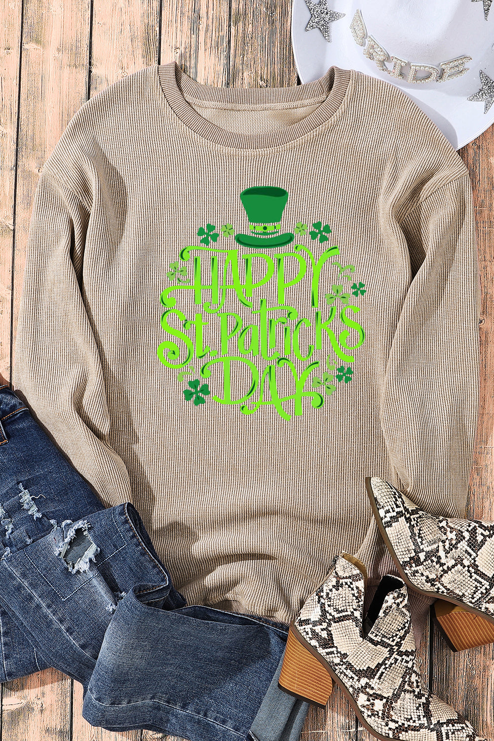 Saint Patrick's Day Graphic Crew Neck Knit Sweatshirt