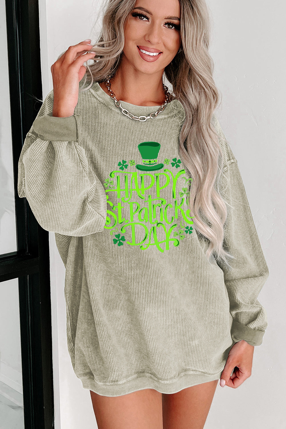 Saint Patrick's Day Graphic Crew Neck Knit Sweatshirt