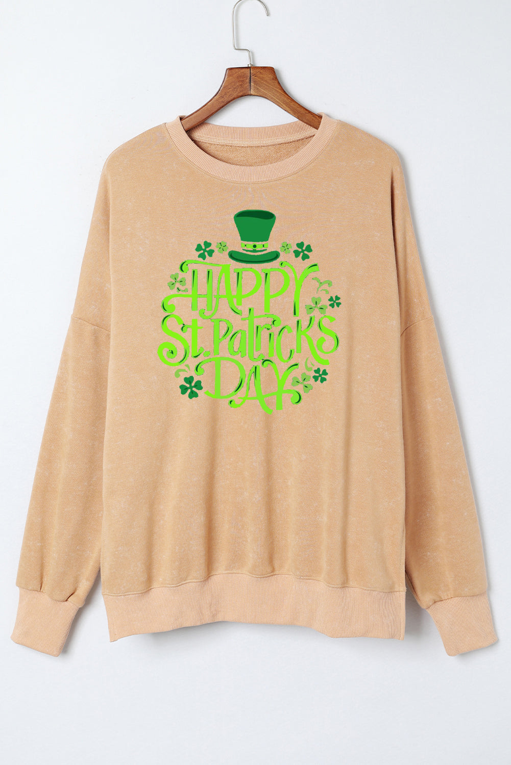 Saint Patrick's Day Oversized Drop Shoulder Ribbed Sweatshirt