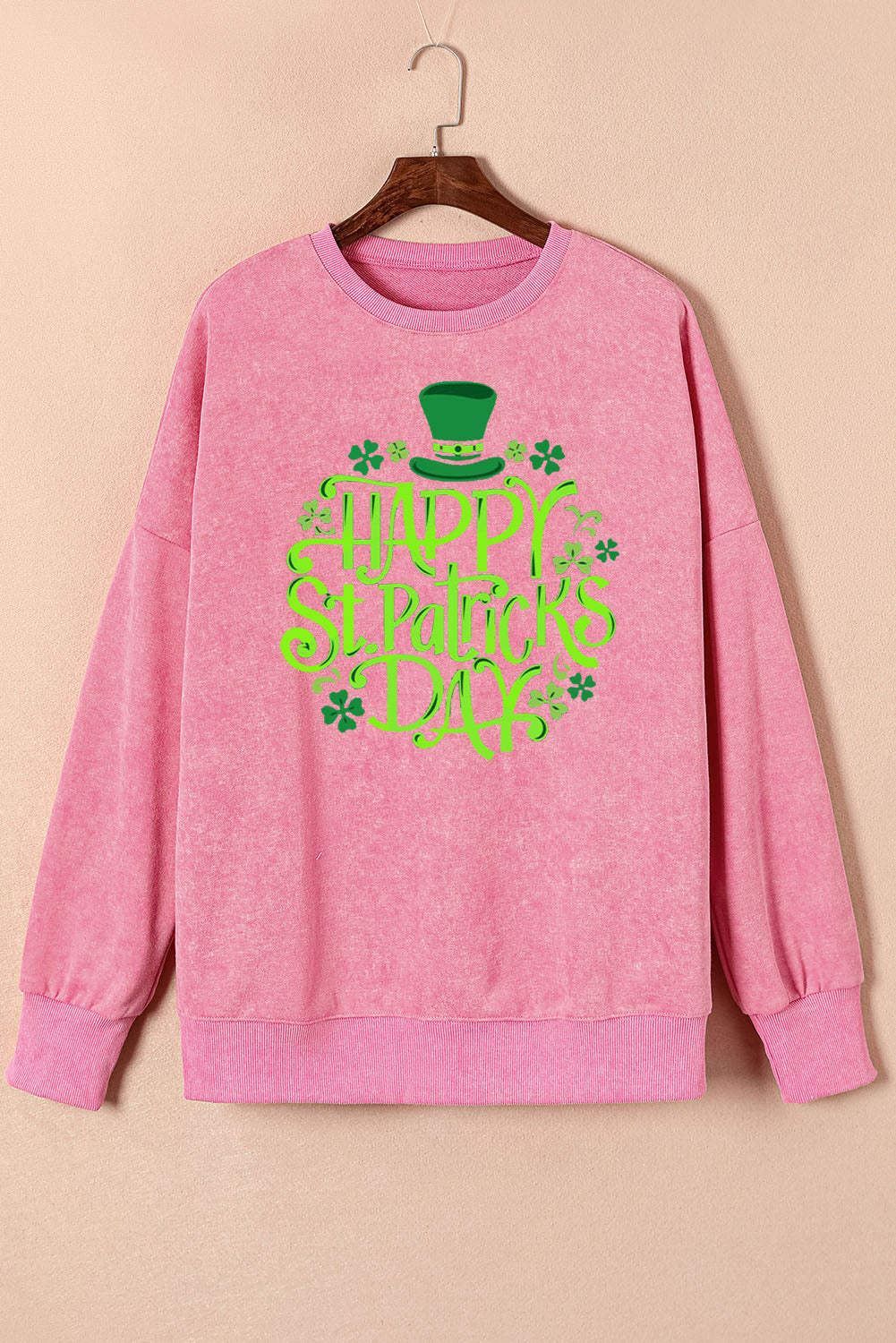 Saint Patrick's Day Oversized Drop Shoulder Ribbed Sweatshirt