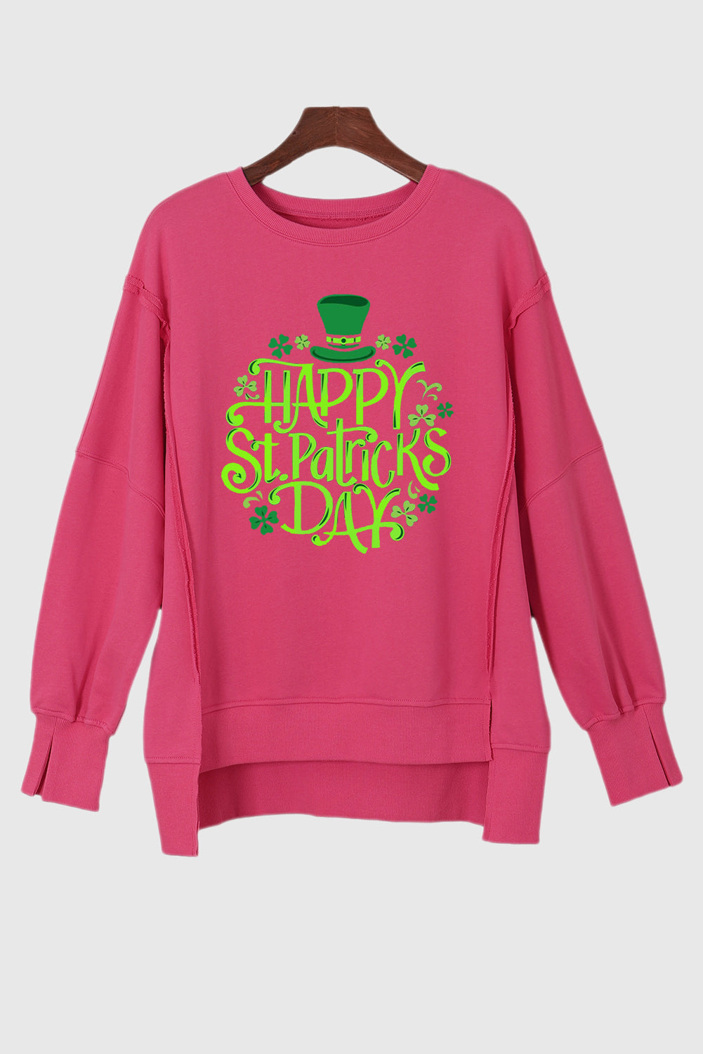 Saint Patrick's Day Graphic Patchwork Drop Shoulder Sweatshirt