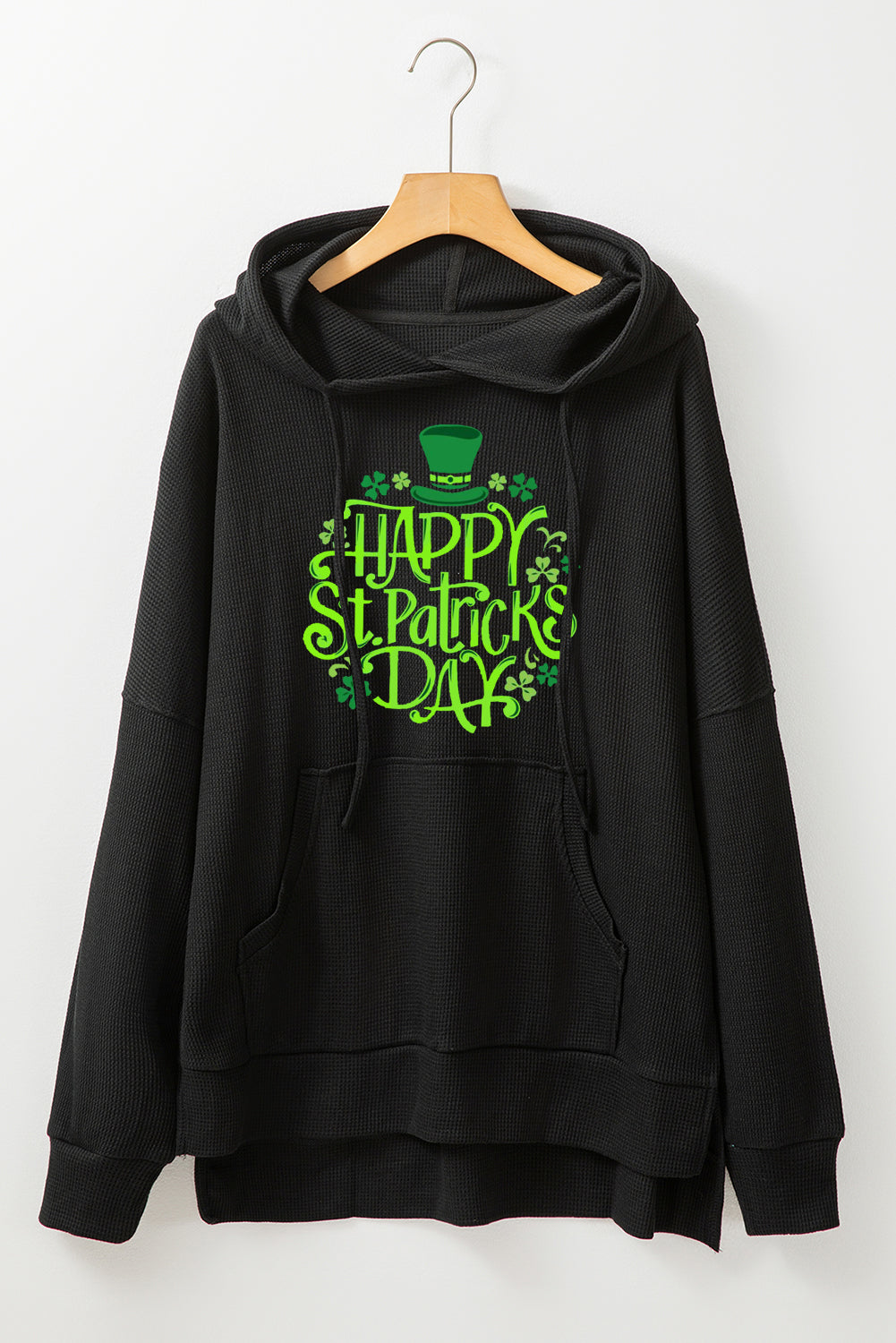 Saint Patrick's Day Waffle Knit Fleece Lined Hoodie