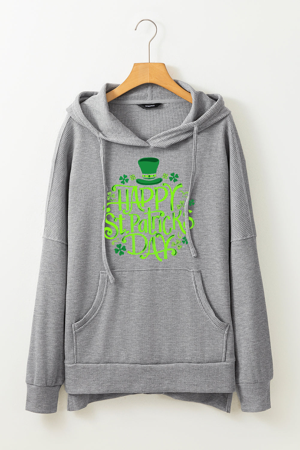 Saint Patrick's Day Waffle Knit Fleece Lined Hoodie