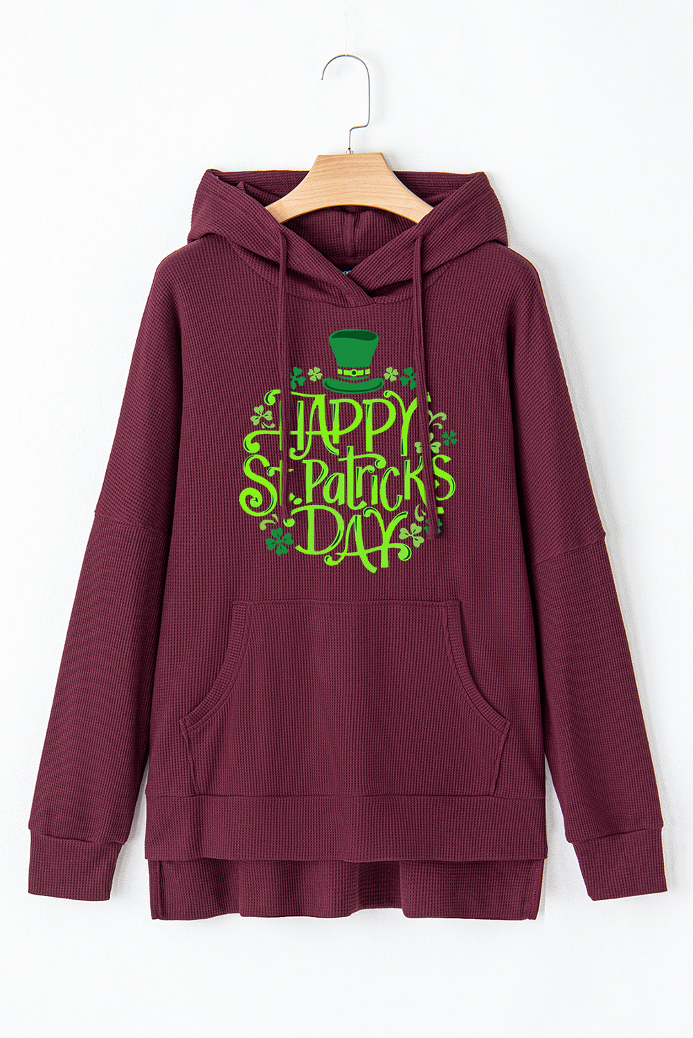 Saint Patrick's Day Waffle Knit Fleece Lined Hoodie