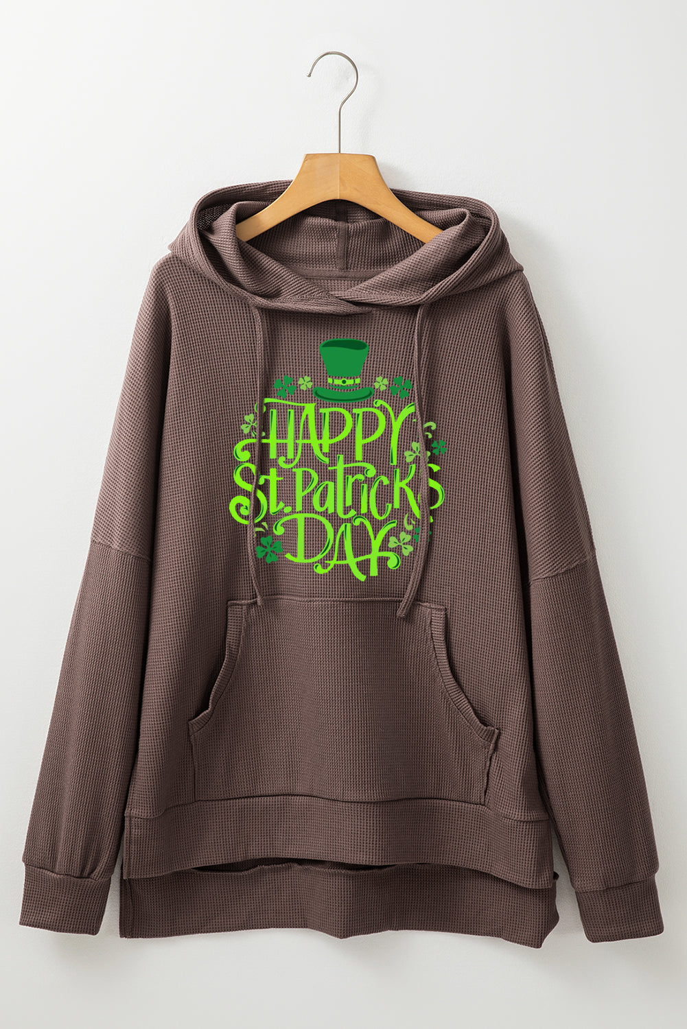 Saint Patrick's Day Waffle Knit Fleece Lined Hoodie