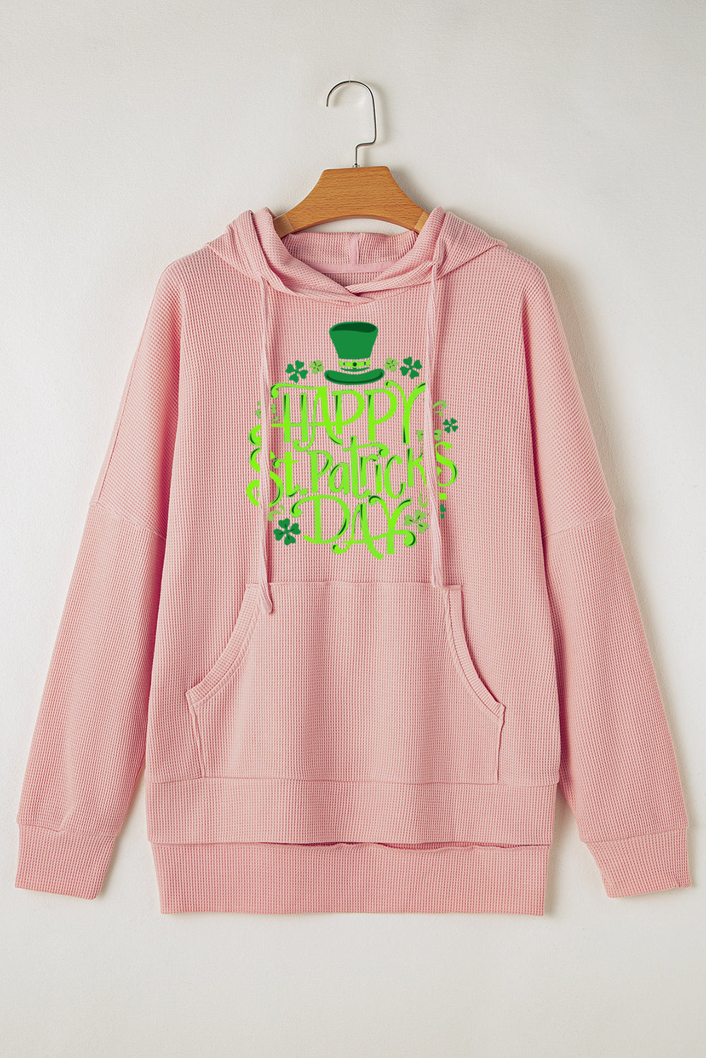 Saint Patrick's Day Waffle Knit Fleece Lined Hoodie