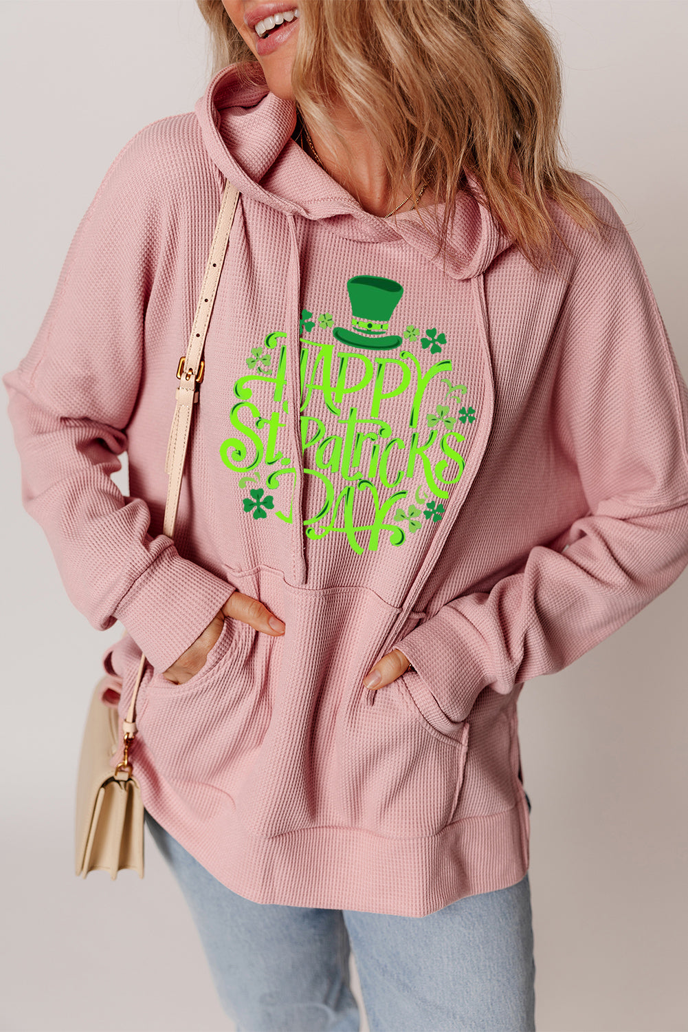 Saint Patrick's Day Waffle Knit Fleece Lined Hoodie