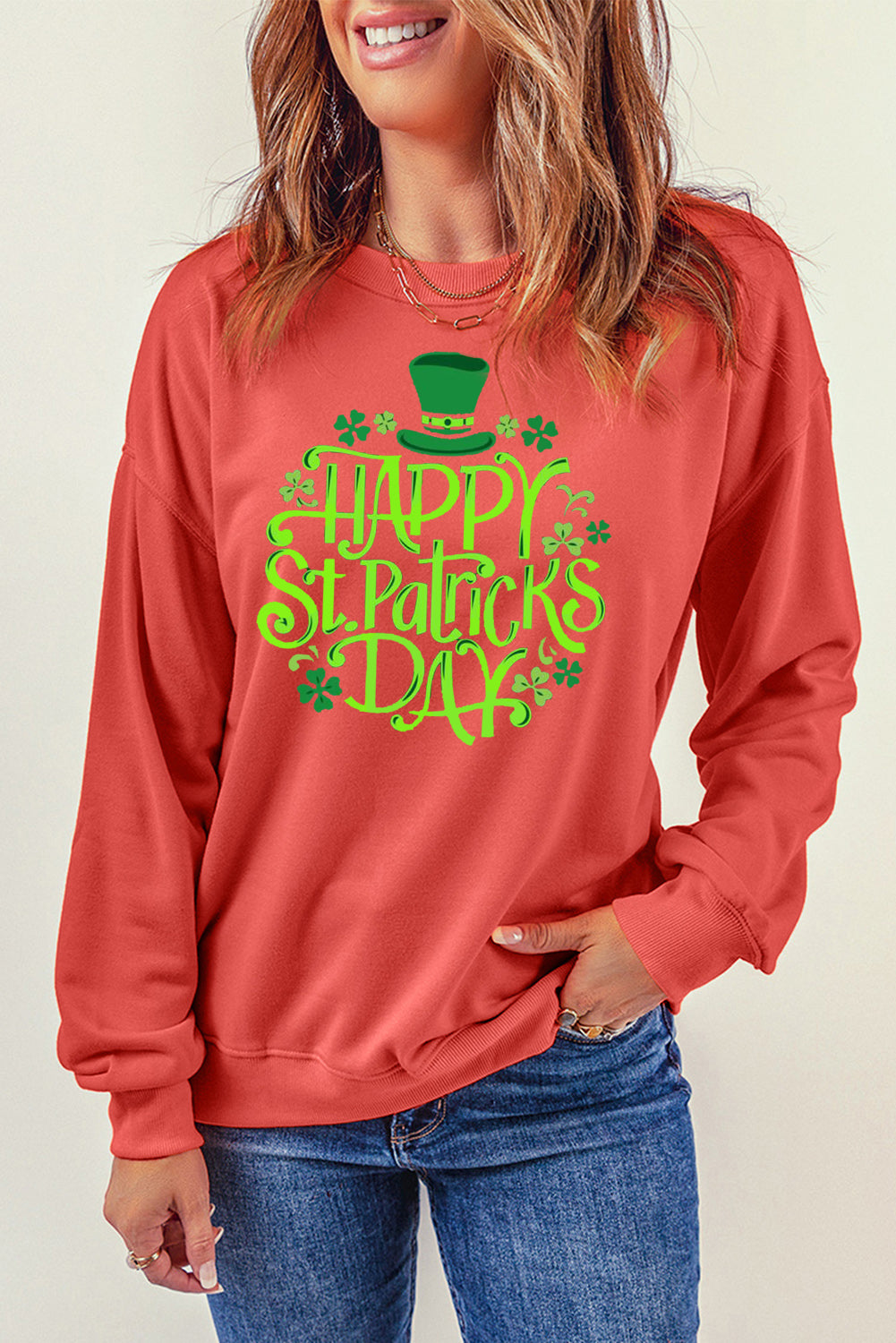 Saint Patrick's Day Plain Crew Neck Pullover Sweatshirt