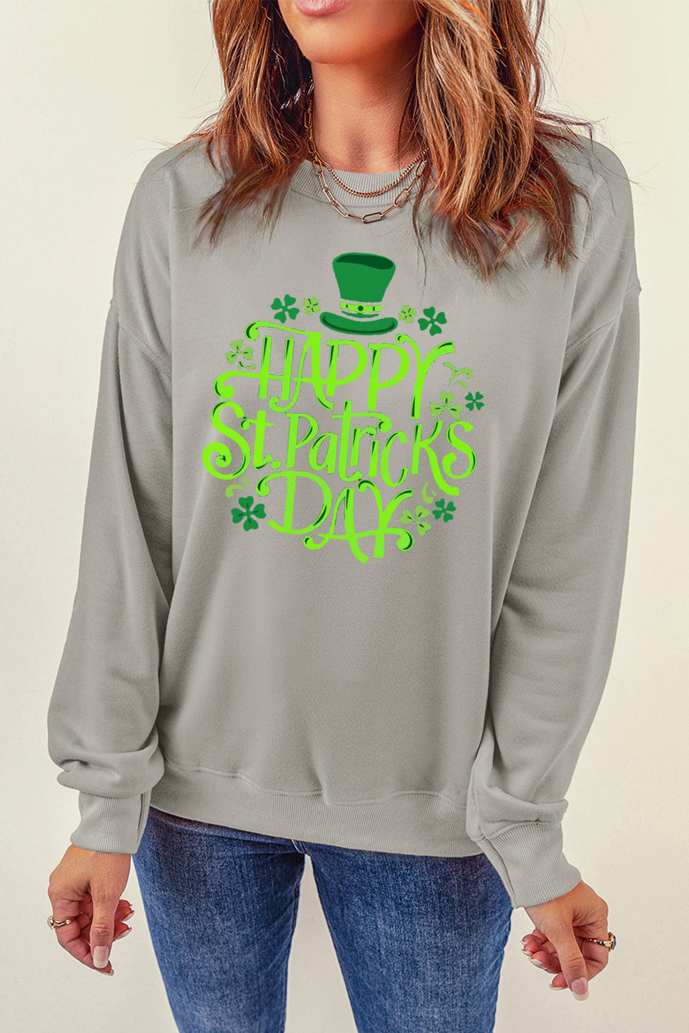 Saint Patrick's Day Plain Crew Neck Pullover Sweatshirt