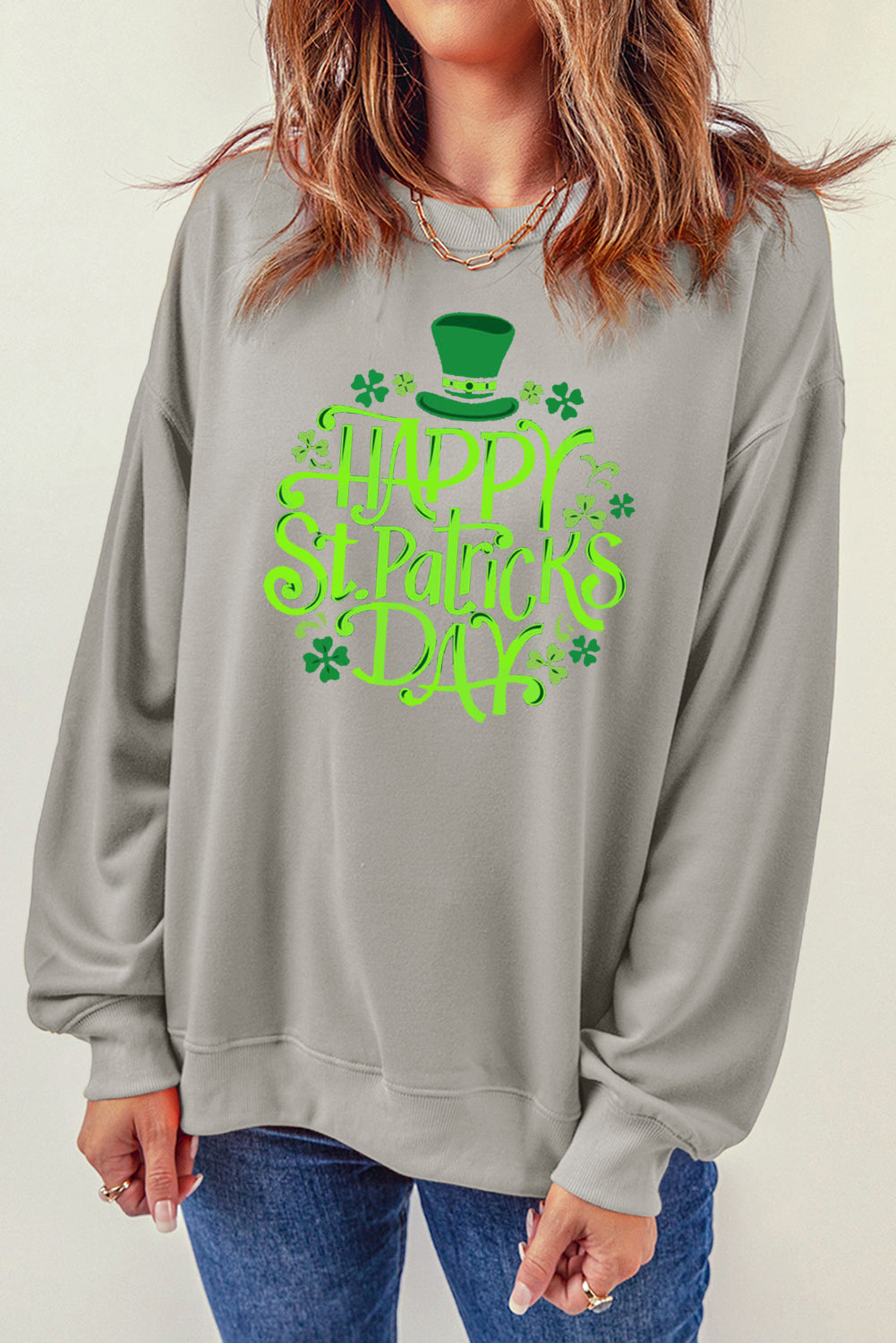 Saint Patrick's Day Plain Crew Neck Pullover Sweatshirt