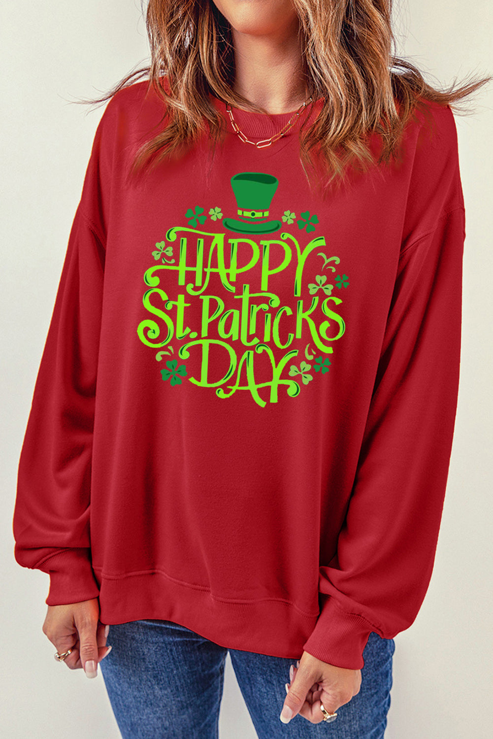 Saint Patrick's Day Plain Crew Neck Pullover Sweatshirt